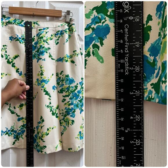 Ann Taylor Silk Shell Full Lined Floral Print Pleated A Line Skirt Petite Size 4 - Picture 8 of 12